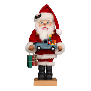 Nussknacker Weihnachtsmann mit Spielzeugauto - Auslaufartikel