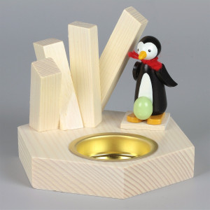 Teelichthalter Pinguin mit Ei