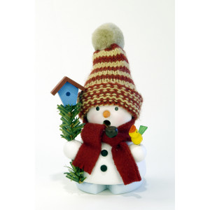Räuchermännchen Schneemann mit Vogelhaus