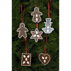 Baumbehang Lebkuchen braun, 6-teilig