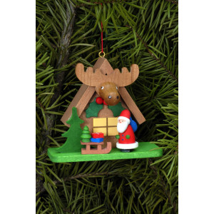 Baumbehang Waldhaus mit Weihnachtsmann