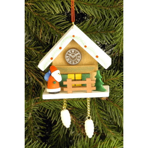 Baumbehang Uhrenhäuschen braun mit Nikolaus