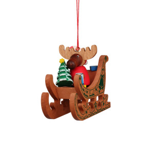 Baumbehang Elch Weihnachtsmann im Schlitten