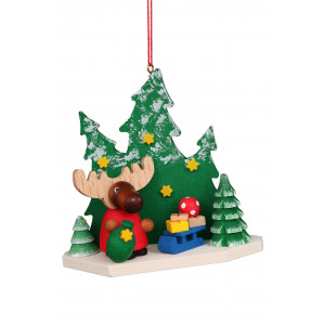 Baumbehang Elch Weihnachtsmann im Wald