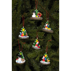 Baumbehang Baumscheiben mit Schneemann Weihnachtsmann, 6-teilig