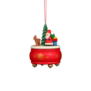 Baumbehang Spieldose rot mit Weihnachtsmann