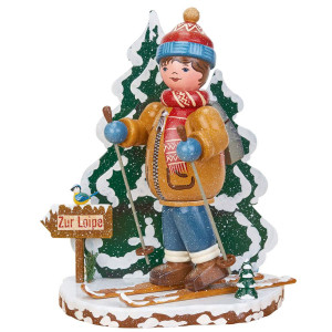 Räuchermann Winterkinder Schneeschuhfahrer Skifahrer