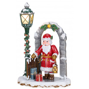 Winterkinder Weihnachtsmann mit Laterne - elektrisch beleuchtet