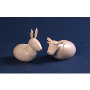 Krippenfiguren Ochse & Esel weiß lasiert
