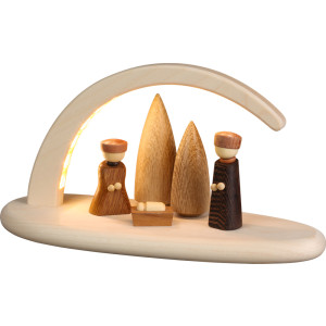 LED-Leuchterbogen mit Christi Geburt, natur - Auslaufartikel