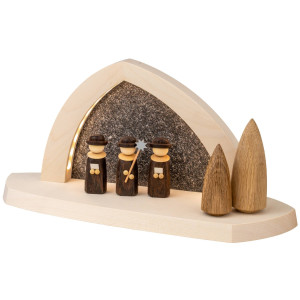 Seiffener Volkskunst LED-Gesteinsbogen Breite 31 cm, natur, Weihnachtssänger Kurrende USB-C