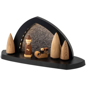 Seiffener Volkskunst LED-Gesteinsbogen Breite 31 cm, anthrazit, Weihnachtsmotiv natur USB-C