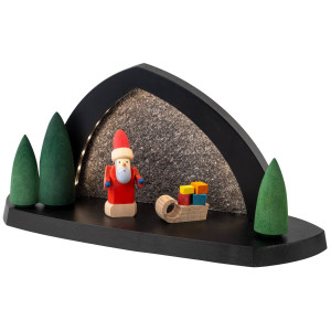 Seiffen Volkskunst LED-Gesteinsbogen Breite 31 cm, anthrazit, Weihnachtsmotiv farbig USB-C