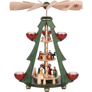 Weihnachtspyramide Baumpyramide Christi Geburt für Teelichter 3-stöckig - 40 cm
