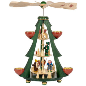 Weihnachtspyramide Baumpyramide Waldleute für Teelichter 3-stöckig - 40 cm - Auslaufartikel