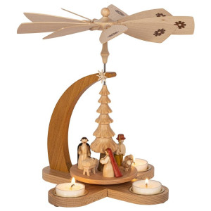 Weihnachtspyramide Christi Geburt für Teelichter - 27 cm