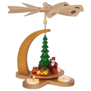 Weihnachtspyramide Weihnachtsmann für Teelichter - 27 cm