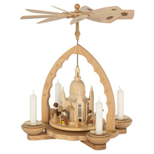Weihnachtspyramide Dresdner Frauenkirche mit Kurrende für Teelicht und Kerzen - 27 cm