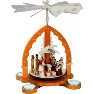 Teelichtpyramide Christi Geburt natur