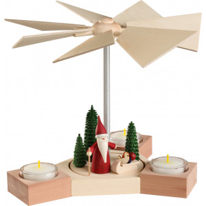 Tischpyramide Hexagonum Motiv Weihnachtswichtel mit Schlitten