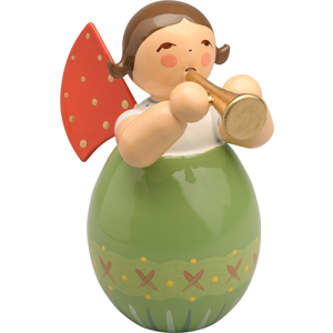 Engel mit Flöte in grünem Ei