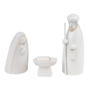 Heilige Familie 3-teilig weiß lasiert