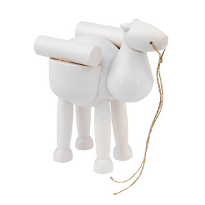 Kamel stehend mit Gepäck, weiß lasiert 