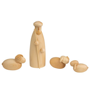 Hirte stehend mit Schafen 4-teilig, natur