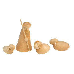 Hirte kniend mit Schafen, natur