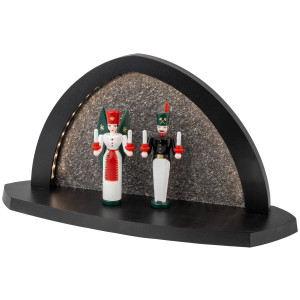 Seiffenr Volkskunst LED-Gesteinsbogen anthrazit Schalling Engel und Bergmann