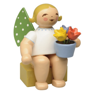 Kalenderfigur 2027 Engel mit Blumentopf