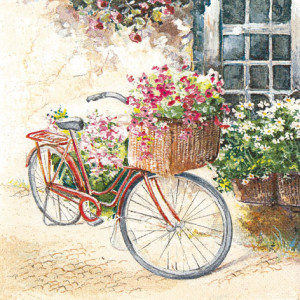 Tischservietten Blumen Fahrrad