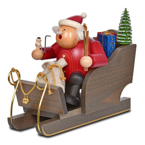 KWO Räuchermännchen Weihnachtsmann mit Schlitten und Tanne 