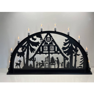 LED Metall Außenschwibbogen Waldhaus 2,00 x 1,00 Meter