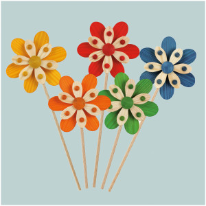 Baumbehang Frühlingsblüten mit Stab steckbar ø 7,0 cm, 5-teilig