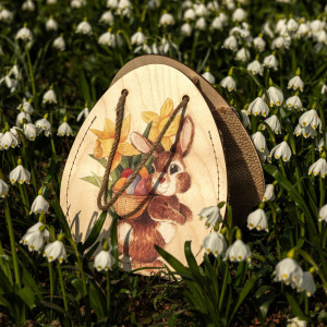 Holztasche Tragetasche Osterei mit Osterhase