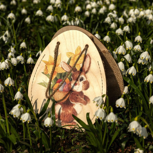 Holztasche Tragetasche Osterei mit Osterhase