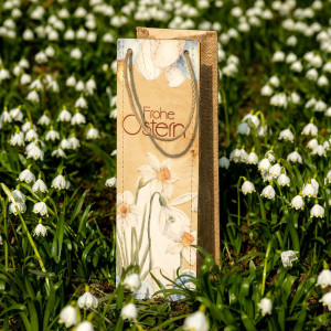 Holztasche Tragetasche für Weinflaschen Frohe Ostern