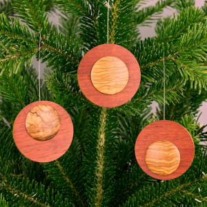 Baumbehang Der RUNDE Exklusivholz Padouk Olive ø 6,5 cm - 3-teilig