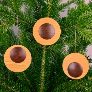 Baumbehang Der RUNDE Exklusivholz Kirsche Padouk ø 6,5 cm - 3-teilig