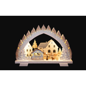 LED-Midi-Schwibbogen Weihnachtsmarkt mit Figur, 35 cm