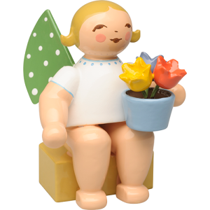 Kalenderfigur 2027 Engel mit Blumentopf