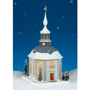 Lichterhaus Carlsfelder Kirche - Version mit extra LED-beleuchteten Weihnachtsbaum