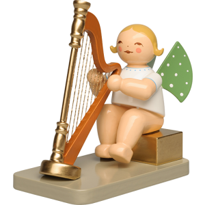 Engel mit Konzertharfe sitzend - Jubiläumsengel 111 Jahre Wendt & Kühn