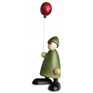 Gratulant Linus mit Luftballon, grün, 17 cm
