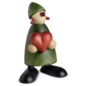 Gratulantin Thea mit Herz, grün, 17 cm