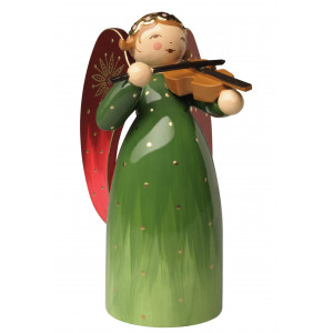 Engel mit Violine reich bemalt, grün