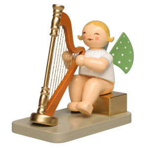 Engel mit Konzertharfe sitzend - Jubiläumsengel 111 Jahre Wendt & Kühn