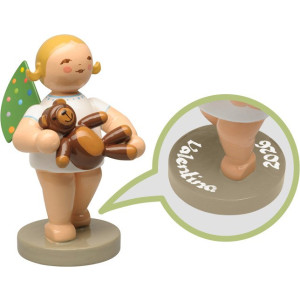 Engel mit farbigen Flügelpunkten und Teddy, Ihr Einzelstück