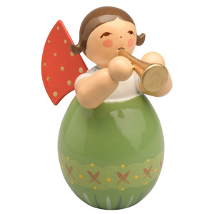 Engel mit Flöte in grünem Ei